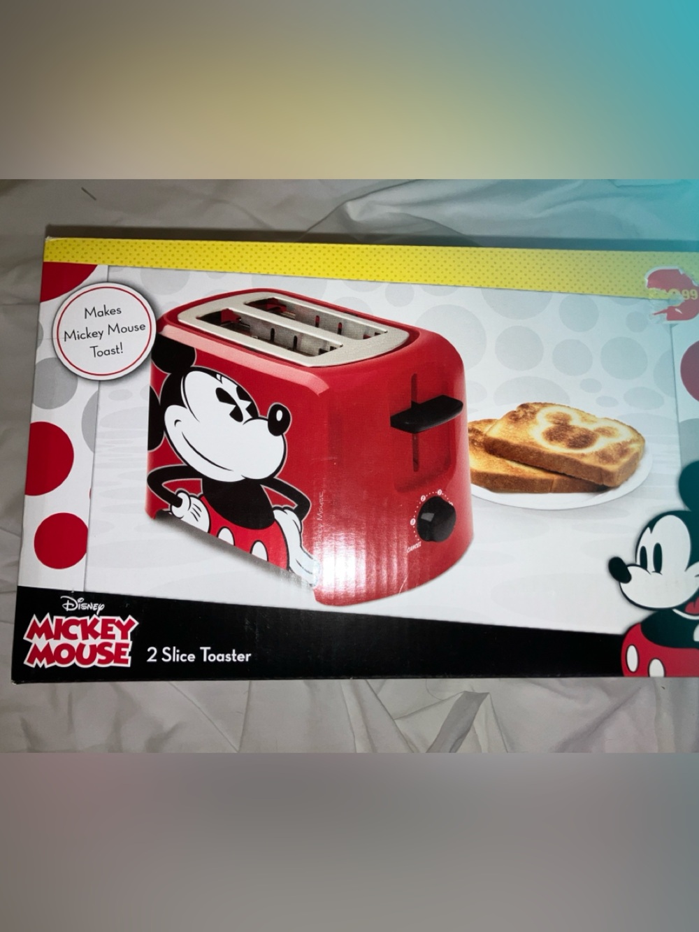 Disney Mickey Mouse NEW In Box 2 slice Toaster Mickey Imprint Toasted On Bread